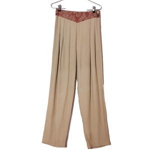 Vtg Choon Sport harem drop crotch pant sz 8 beige high rise trouser straight leg